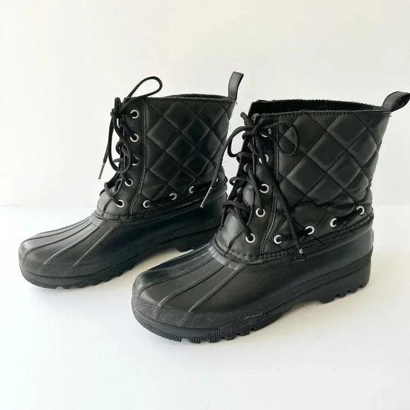 SPERRY Top Sider Women’s Size 7 Gosling Black Quilted Boots Waterproof Ankle - Picture 1 of 7